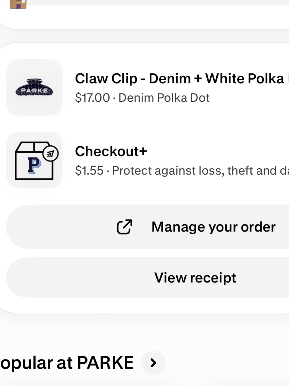 PARKE Denim and White Polka Dot Claw Clip